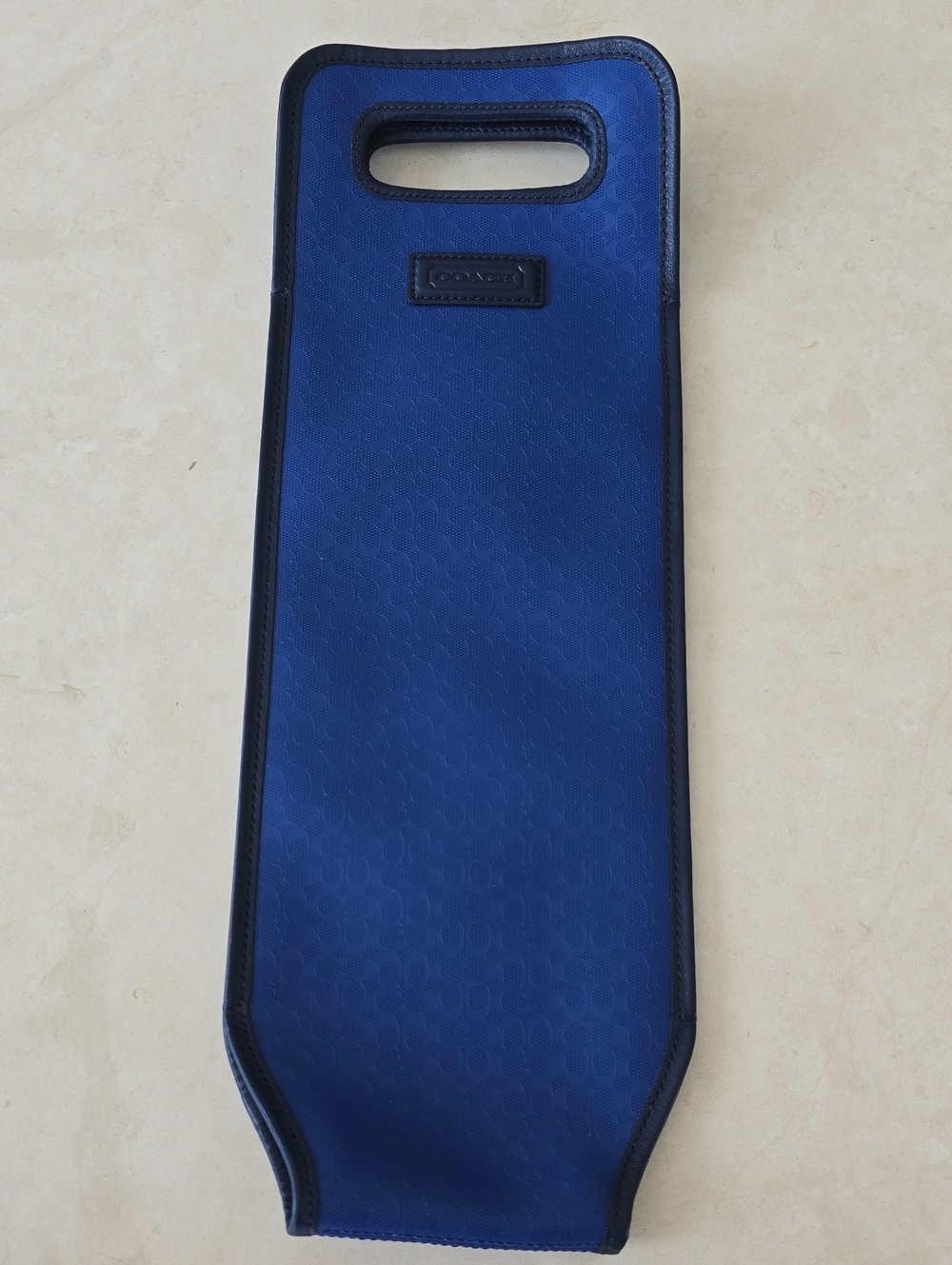 NWOT Coach Blue Signature Wine Bottle Carrier with Cutout Handle